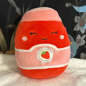 🦖😍🍓🎉 NWT Squishmallows 7” Janna the Strawberry Jam Squishmallow 🎉🍓😍